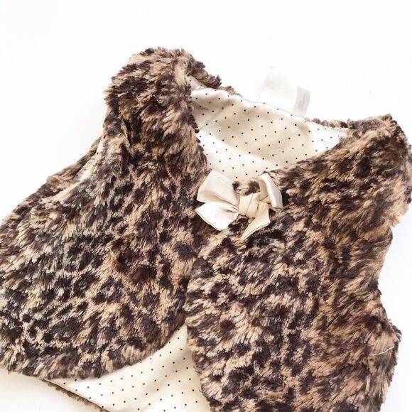 H&M leopard print faux fur vest VGUC 6-9 months - Picture 2 of 2